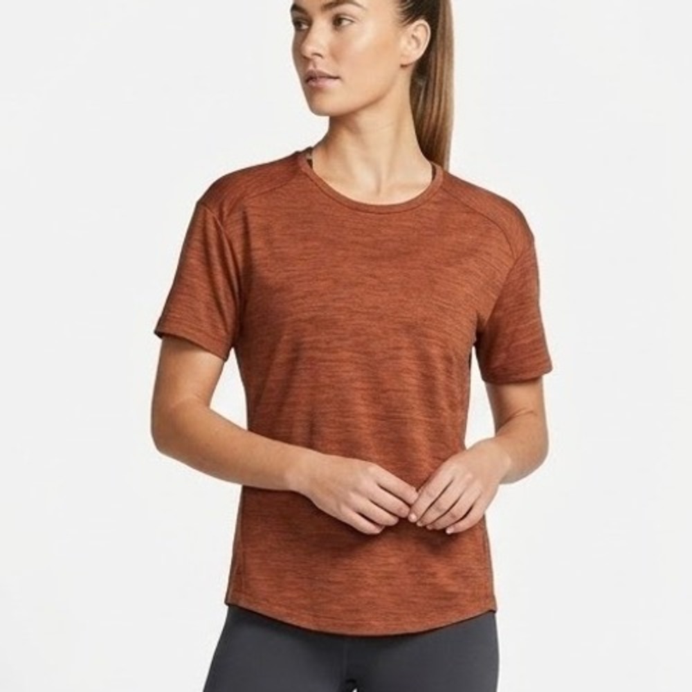 REI Co-op Women Large Rust Orange Heathered Active Pursuits Short Sleeve T-Shirt